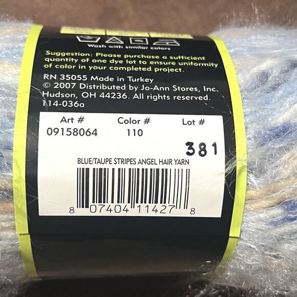 Sensations Angel Hair Stripes Yarn Blue Taupe Stripes Wool Blend Lot of 2 Skeins - Picture 4 of 5